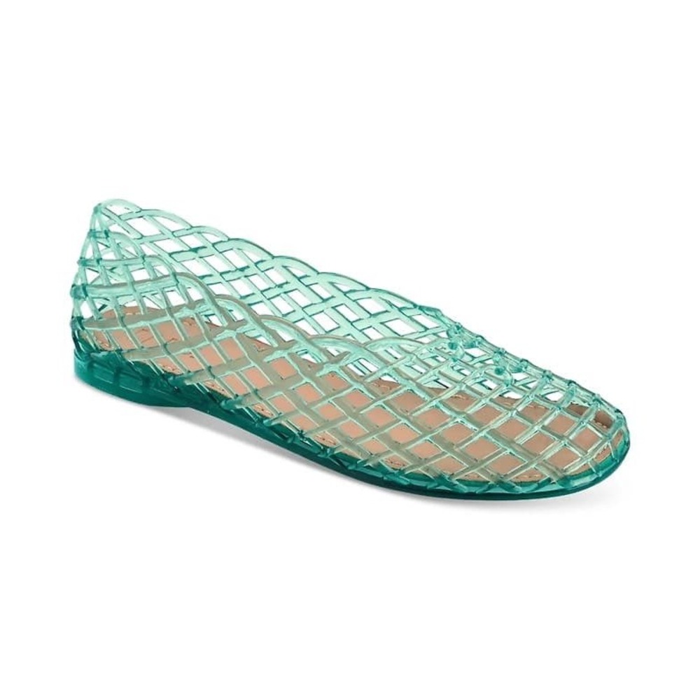 INC International Concepts Annyap Aquatic Teal Jelly Lattice Flats Womens 10 M